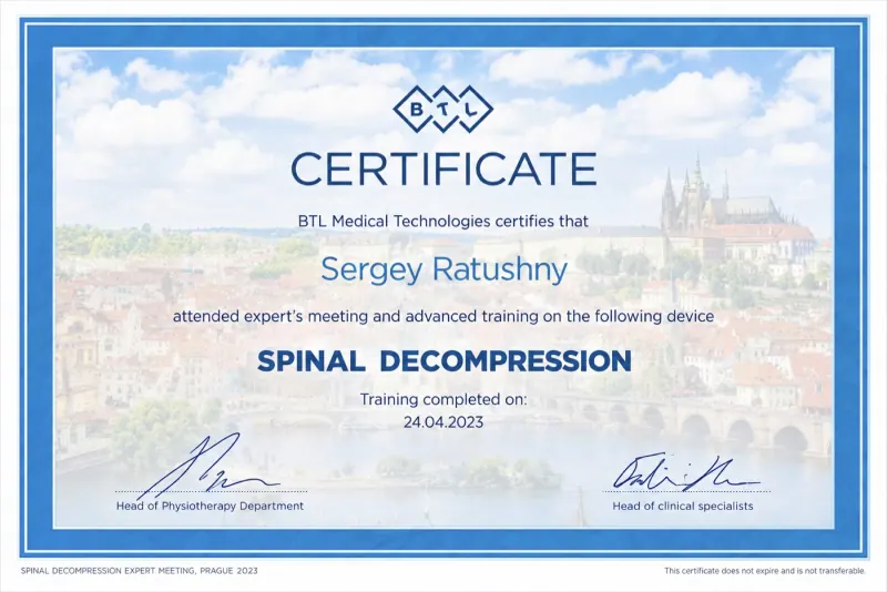 BTL spinal decompression training certificate